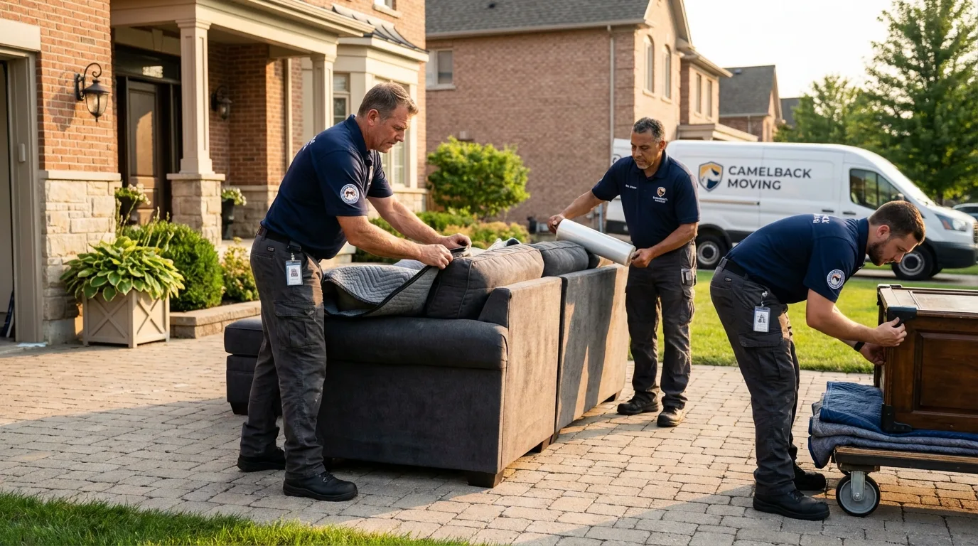 Large estate moving crew wrapping furniture in Farmersville, TX